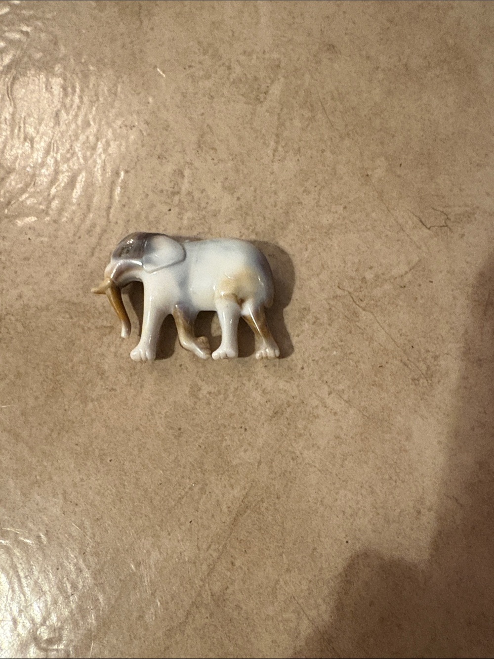 Handcrafted White and Cream Elephant Figurine - Decorative Home Accent